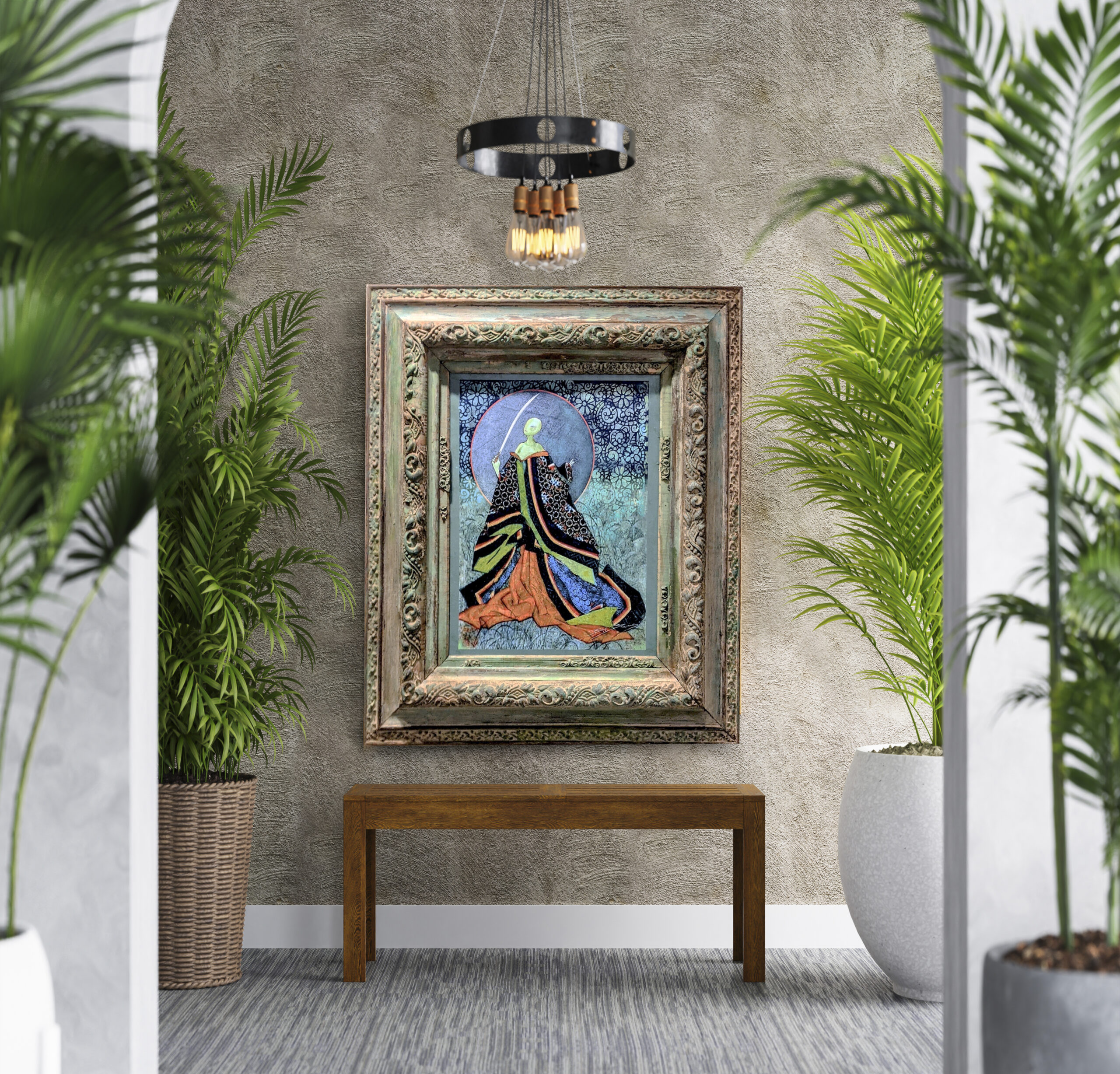 Poster Frame in living room Psd Mockup